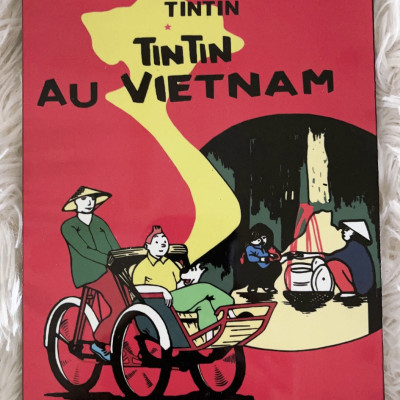 Tranh sơn mài - Tin Tin Việt Nam - Phong cách Retro - Văn hoá Đông Dương hòa quyện