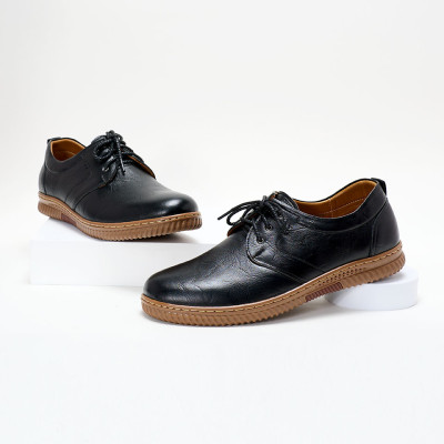 Giày Mọi Nam Cột Dây Vân Da PABNO PN21027 - Đen/Xám