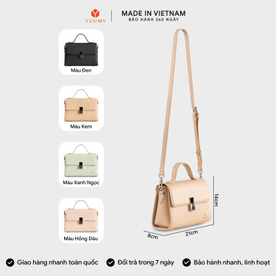 Túi Yuumy ( Thời trang nữ nắp gập khoá xoay thanh lịch size 21 - Túi đeo chéo da Seasand YN302 )