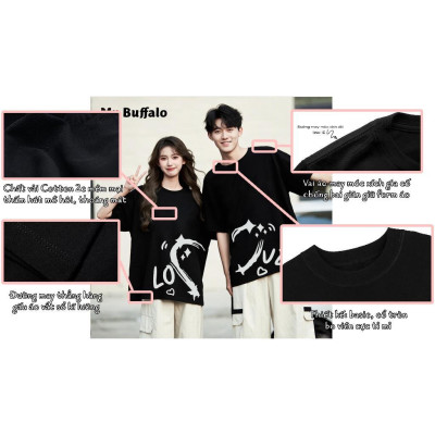 Áo Thun Đôi, Cặp Mr.Buffalo CUTE Tshirt Cotton 100% có bigsize Unisex Local Brand B19B19n