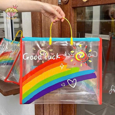 Túi Tote Nhựa PVC Trong Suốt Họa Tiết Cầu Vồng - Thời Trang Hiện Đại - HÀNG CHÍNH HÃNG MINIIN