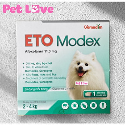 Viên nhai Vemedim Eto Modex diệt ve rận, bọ chét chó
