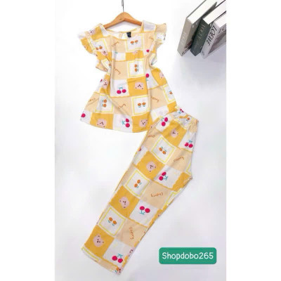 Đồ bộ nữ,đồ ngủ mặc nhà lửng 9 tấc tay cánh tiên vải lanh BL 57 họa tiết dễ thương size 51-70kg.