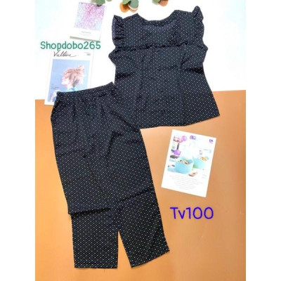 Đồ bộ nữ,đồ ngủ mặc nhà lửng 9 tấc vải lụa mango BL 51 họa tiết dễ thương size 47-60kg.