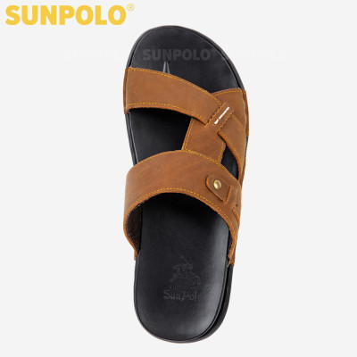 Dép Nam, Dép Quai Ngang Nam Da Bò SUNPOLO SNA101 Trẻ trung (Đen, Nâu bò)