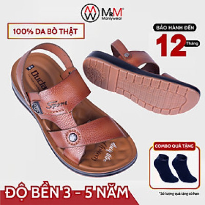 Dép Sandal Nam Da Bò Đế Cao Đúc Nguyên Khối, Đường Khâu Chắc Chắn, Đế Massage Mềm Mại Êm Chân - DC01