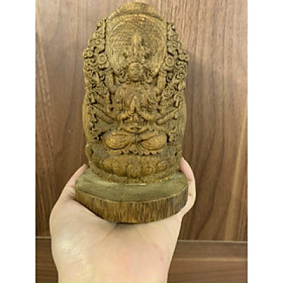 Tượng phật bản mệnh phong thủy được tạc tay từ gỗ trầm hương tốc tự nhiên cầu bình an, may mắn, sức khoẻ và tài lộc để bàn làm việc