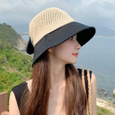 Nón nữ đi biển đẹp mũ rộng vành chống nắng UV cho nữ chất liệu cói vải gấp gọn dona2203204