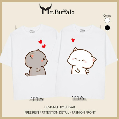 Áo thun cặp nam nữ tay lỡ Unisex form rộng có bigsize vải cotton T15T16- Mr.Buffalo