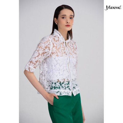 Áo ren organza cổ trụ Maxivic M032312
