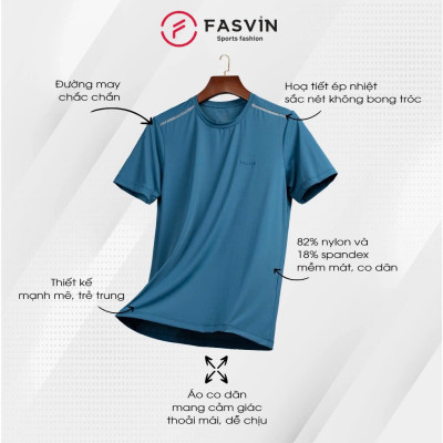 Áo thun lạnh thể thao nam Fasvin AHL23587.HN chất Nylon mềm mát co giãn mạnh