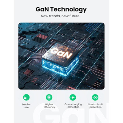 Ugreen UG10334CD244TK 65W 3Port Màu Đen Bộ sạc nhanh PD3.0 GaN sạc siêu nhanh 2 cổng USB-C và 1 Cổng USB-A chân cắm US - HÀNG CHÍNH HÃNG