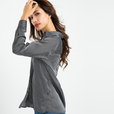 Áo Sơ Mi Nữ Công Sở Cao Cấp Thời trang thiết kế Hity TOP082 (Sọc Trắng Đen)