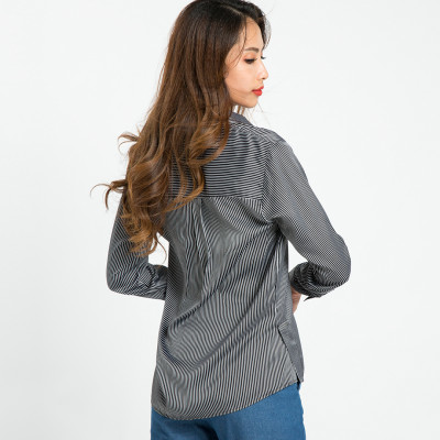 Áo Sơ Mi Nữ Công Sở Cao Cấp Thời trang thiết kế Hity TOP082 (Sọc Trắng Đen)