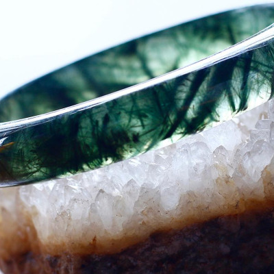 Vòng tay đá thạch anh tóc xanh liền khối mệnh hỏa, mộc - Ngọc Quý Gemstones