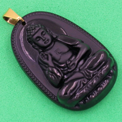 Mặt dây chuyền phật A Di Đà thạch anh đen 3.6cm - phật bản mệnh tuổi Tuất, Hợi