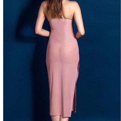 Đầm ngủ trong suốt cao cấp kèm quần lót - Màu hường