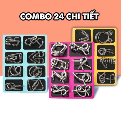 Combo 24 Móc Khóa IQ | Đồ Chơi Phát Triển Trí Tuệ Thông Minh Cho Trẻ, Tư Duy Mở Khóa Loại Tốt Không Gỉ