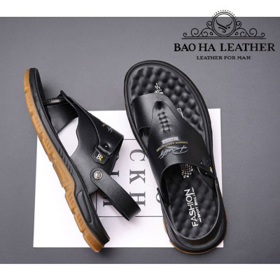 Dép quai nam xỏ ngón da thật BHD9126 Dép quai hậu, thoải mái, êm chân, dễ chịu
