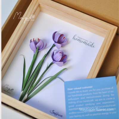 Tranh hoa giấy handmade trang trí cao cấp [20x25] cm - HOA NGHỆ TÂY Maypaperflower Hoa giấy nghệ thuật