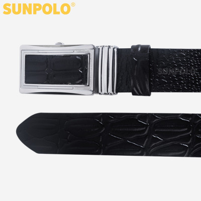 Thắt Lưng, Dây Nịt Nam Da Bò SUNPOLO Khóa cài tự động BSAL02 (Đen)