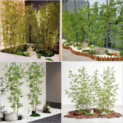 Trúc giả trang trí nhà cửa Set cây trúc giả nhiều lá loại 1 - 3 kích thước - Cây giả, hoa lụa Decor trang trí nhà cửa