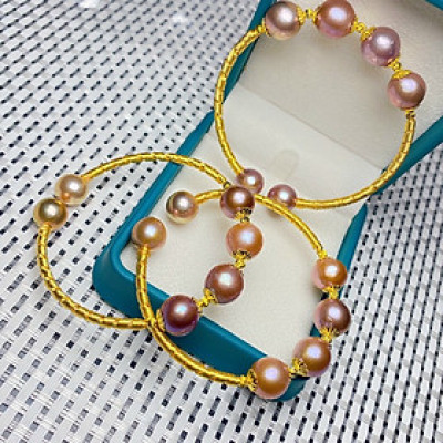 Vòng tay ngọc trai nuôi tứ quý kết hợp cùng bạc ta xi vàng