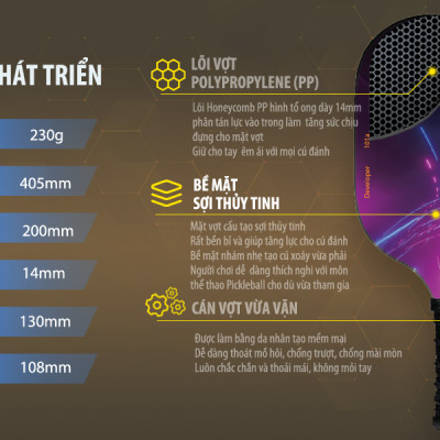 MAXVI Vợt tập Pickleball S2 PRO 14mm 230g Bảo hành 3 tháng Dành cho người mới chơi