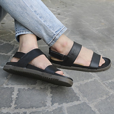 Dép Da Nam, Hai Kiểu Quai Chéo - Quai Hậu Mã DE01. Da Bò Bảo Hành 1 Năm