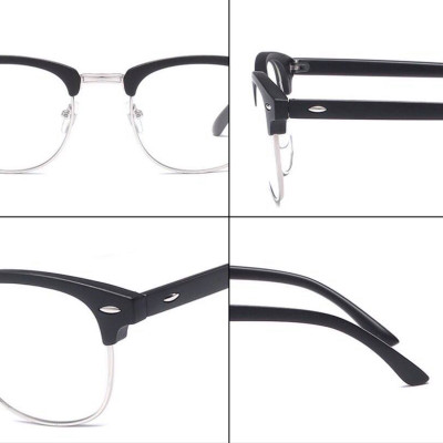 Kính xinh, Kính nửa viền unisex cao cấp màu Đen bạc