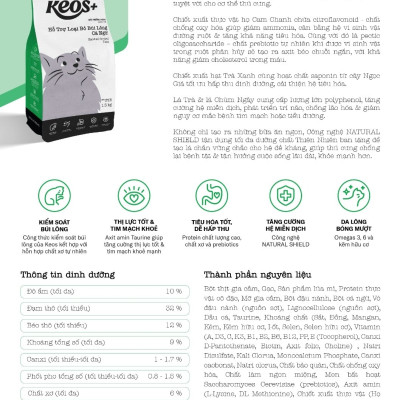 9KG Thức ăn cho mèo trưởng thành Keos Plus hỗ trợ LOẠI BỎ BÚI LÔNG - Vị cá ngừ