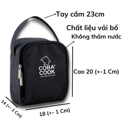 Túi đựng hộp cơm hình vuông logo COBA