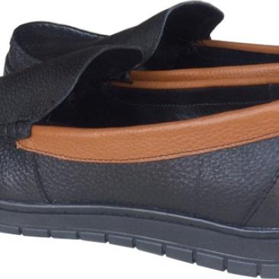 Giày lười nam Trường Hải  da bò đen đế cao su chống mòn cao 2.5cm  GMN014