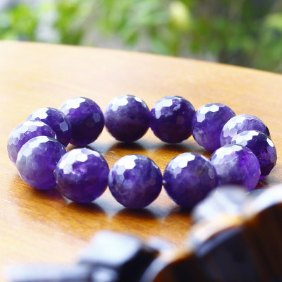 Vòng thạch anh tím hạt đa giác size 16mm mệnh hỏa. thổ - Ngọc Quý Gemstones