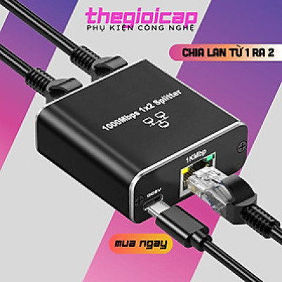 Bộ chia mạng LAN từ 1 cổng ra 2 thiết bị sử dụng cùng lúc tốc độ 1000Mbps, nguồn 5v - Hàng Nhập Khẩu