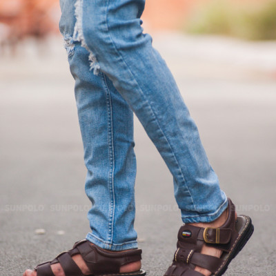 Giày Sandal Nam Da Bò SUNPOLO SDA023 (Đen, Nâu)