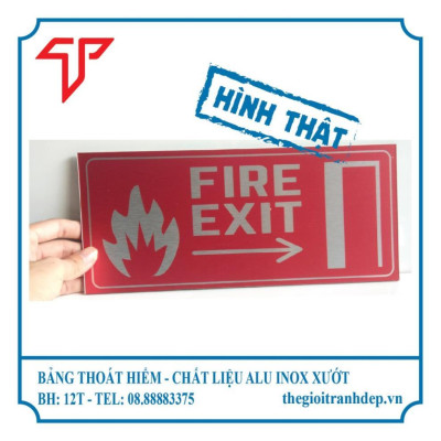 Bảng lối thoát hiểm, bảng exit, bảng chỉ dẫn, biển hướng dẫn exit, bảng exit in uv trên alu inox đẹp
