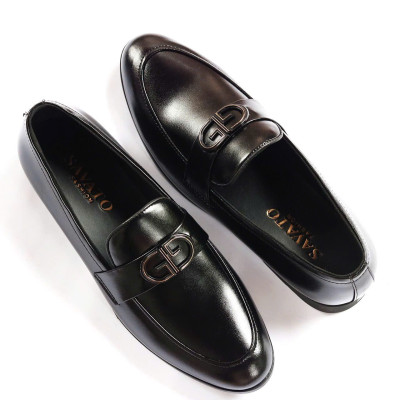 Giày Tây Nam Không Dây Đai Ngang ( Xả Kho ) - Da Mềm Đế Cao Su Mềm Mã D07-PVC