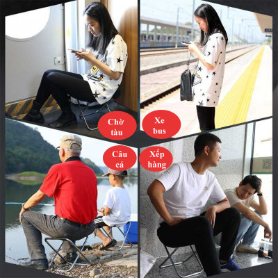 Ghế Mini Gấp Gọn KUNBE Phù Hợp Du Lịch Dã Ngoại Cắm Trại Câu Cá Đợi Chờ Tàu Xe