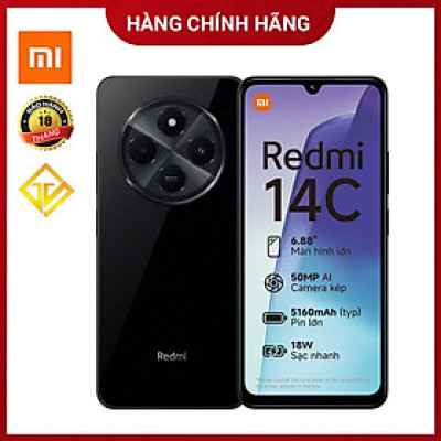 Điện thoại Xiaomi REDMI 14C 5G (6GB/128GB) ,Chip Snapdragon 4 Gen 2 ,Màn hình 6.88inch - Hàng nhập khẩu