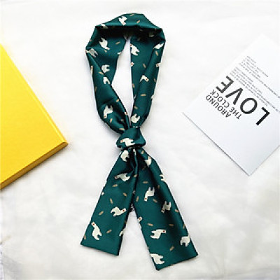 Khăn lụa dài đa năng họa tiết gấu dễ thương (15x145cm) AKL75