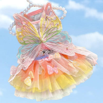 Váy Công Chúa Bướm cho Chó Mèo , Đầm Cầu Vòng cho Thú Cưng , Quần Áo Cho Chó Mèo