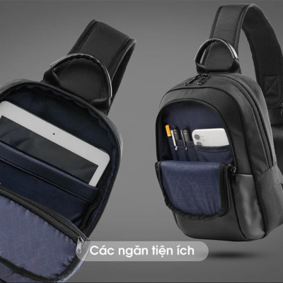 Túi đeo chéo thời trang KINGBAG JULIUS IV cổng USB, nhiều ngăn, chống trộm, vải kháng nước tốt - Hàng chính hãng
