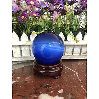 Quả cầu phong thủy đá mắt mèo xanh biển