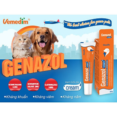 GENAZOL CREAM Kem Bôi Nấm Da, Kháng Khuẩn cho Chó Mèo tuýp 20g