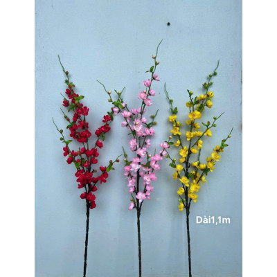 Cành hoa đào cổ giả trang trí Tết - Dài 80 đến 1m - Cây giả, hoa lụa trang trí nhà cửa.