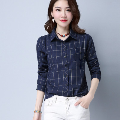 Áo sơ mi caro kiểu nữ công sở thiết kế thời trang Haint Boutique cổ sơ mi cơ bản Sm191