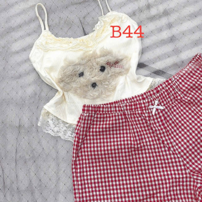 Bộ Đồ Ngủ B44 Cotton Thun Lạnh Mềm Mại Kèm Mút Lót Hai Dây Dễ Thương