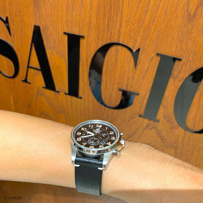 Dây Da Đồng Hồ Nam, 100% Da Bò Thật, Kiểu Dáng Vintage Phẳng Mỏng, Mặt Lót Chống Thấm Mồ Hôi, Tích Hợp Lớp Gia Cố Chống Giãn Đặc Biệt, Phụ Kiện Khóa và Chốt Bằng Thép Không Gỉ 316L - Thương Hiệu SAIGIO