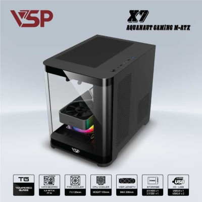 Vỏ Máy Tính Case VSP Aquanaut Pro Gaming M-ATX7 (Black/White) - Hàng Chính Hãng